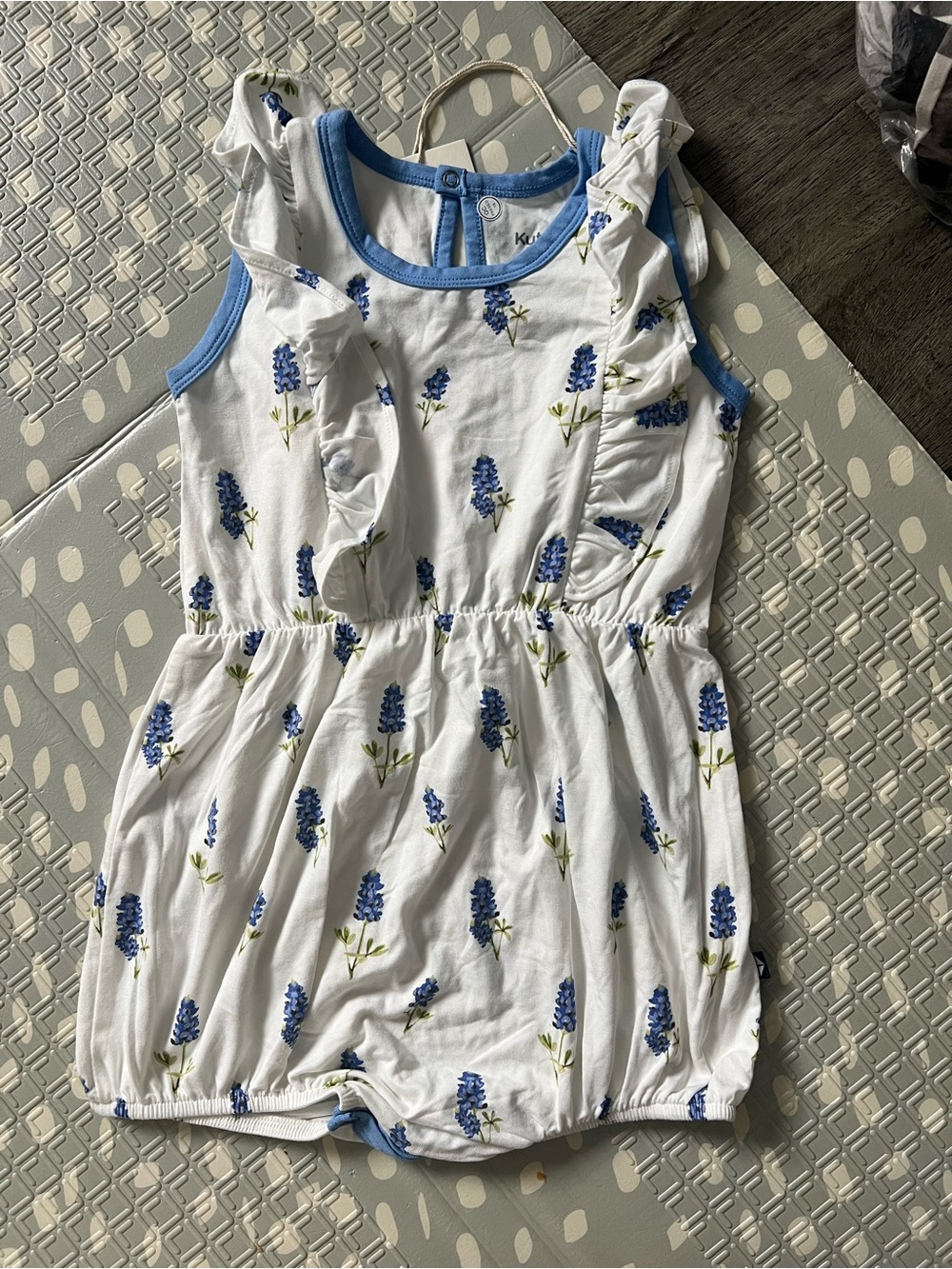 Kyte Baby Romper with Blue Floral Print